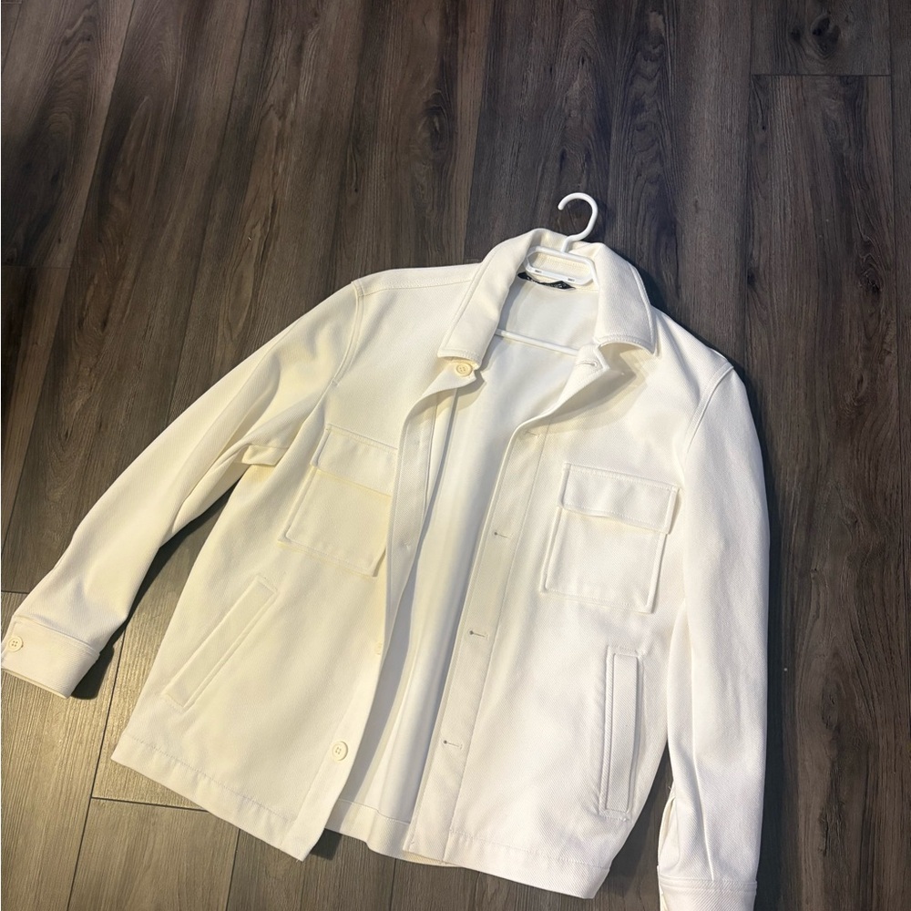 Zara Cream Lightweight Shirt Jacket